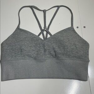 Alo Yoga alosoft heart throb bra HEATHER GREY/ WHITE Size: Medium